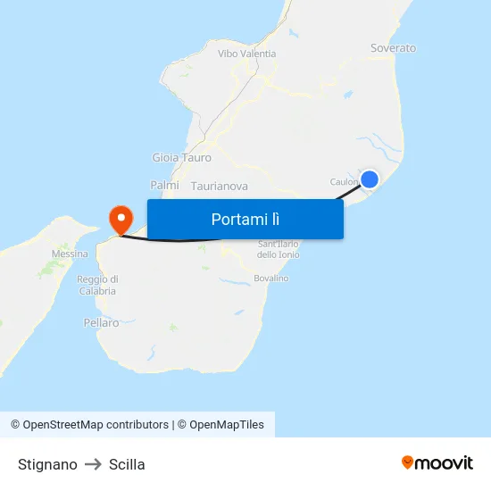Stignano to Scilla map
