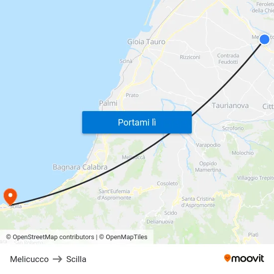 Melicucco to Scilla map