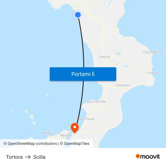 Tortora to Scilla map