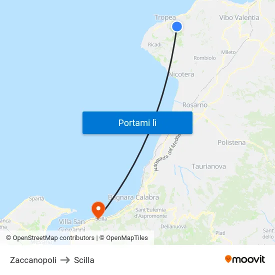 Zaccanopoli to Scilla map