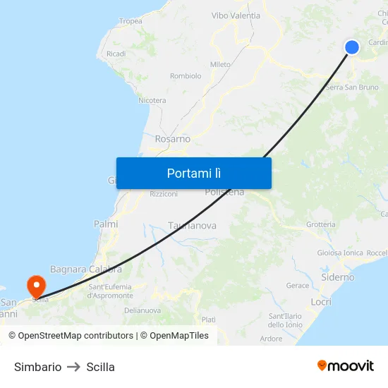 Simbario to Scilla map