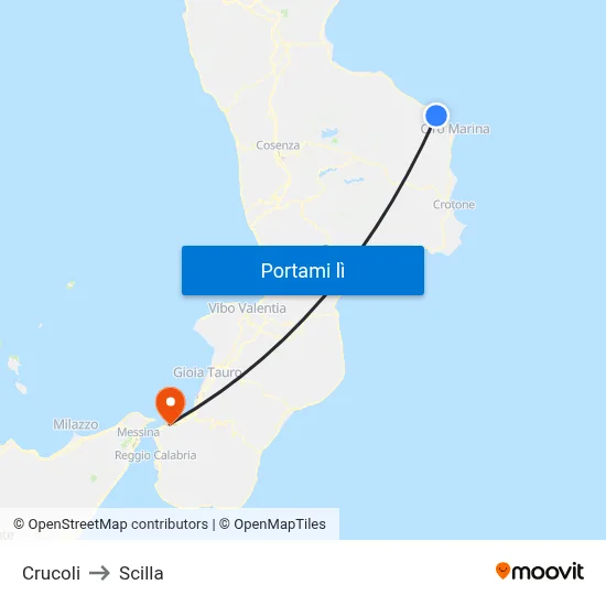 Crucoli to Scilla map