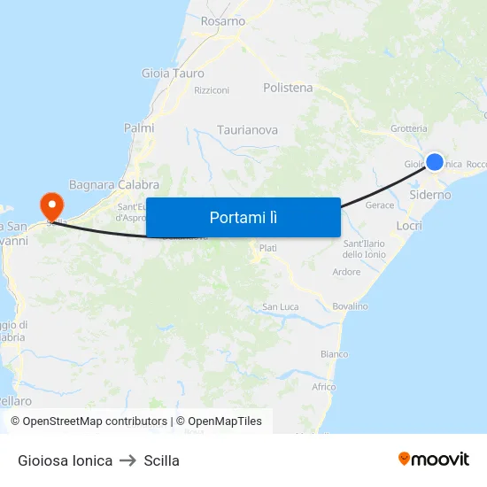 Gioiosa Ionica to Scilla map