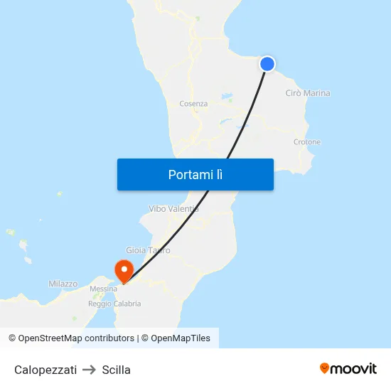 Calopezzati to Scilla map