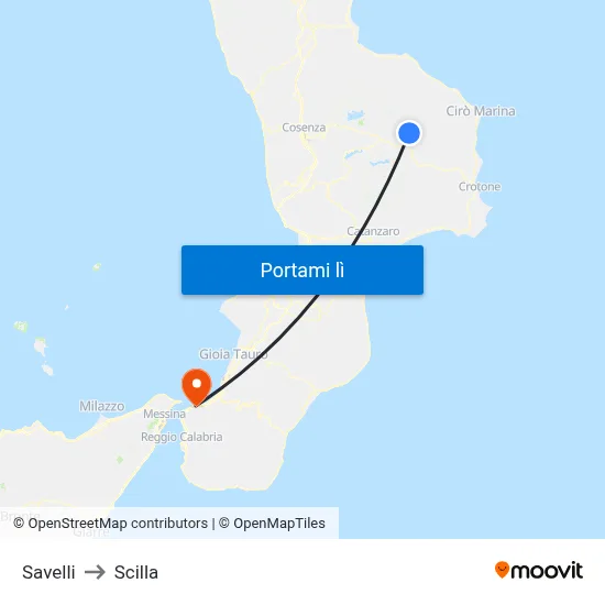 Savelli to Scilla map