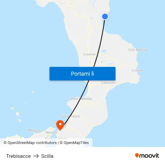 Trebisacce to Scilla map