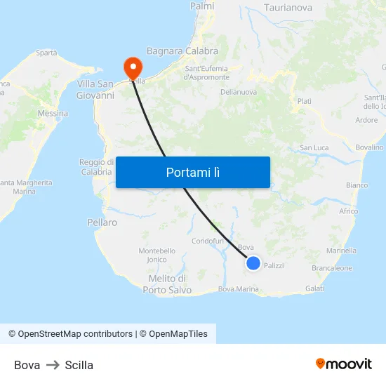 Bova to Scilla map