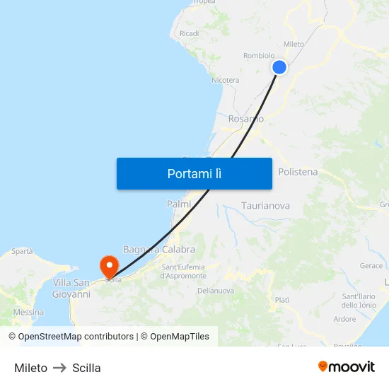 Mileto to Scilla map
