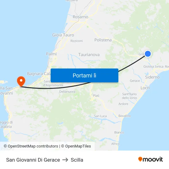 San Giovanni Di Gerace to Scilla map