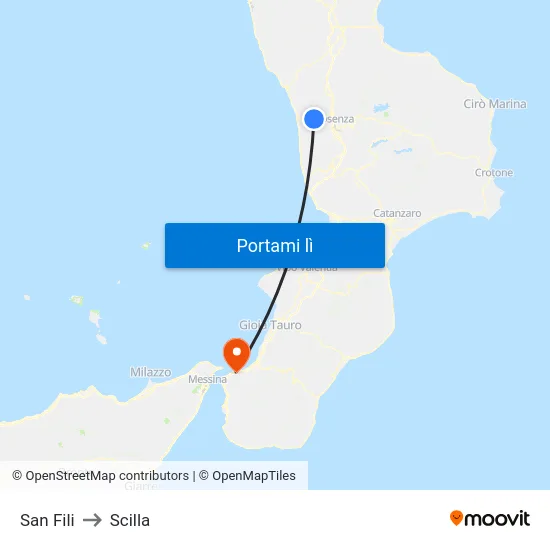 San Fili to Scilla map
