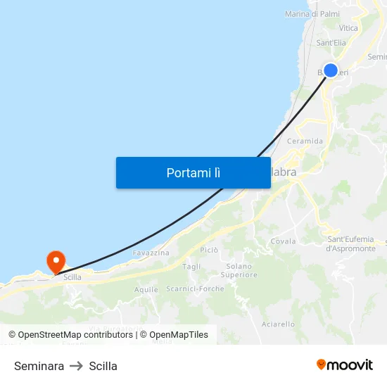 Seminara to Scilla map