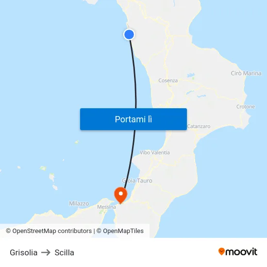 Grisolia to Scilla map