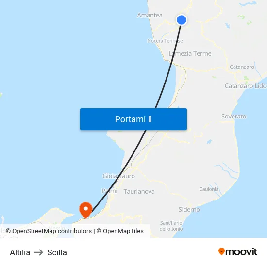 Altilia to Scilla map