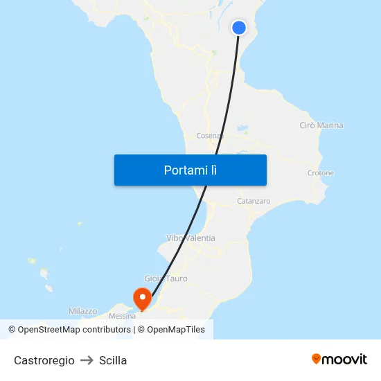 Castroregio to Scilla map