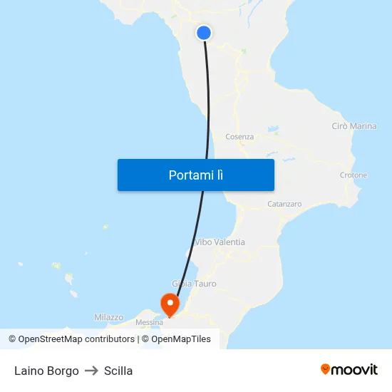 Laino Borgo to Scilla map