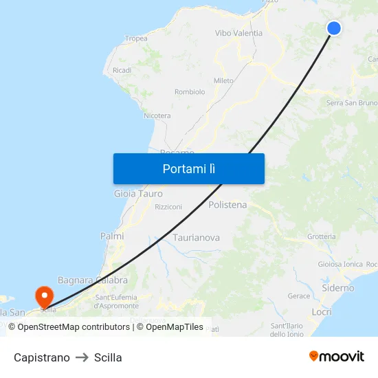 Capistrano to Scilla map