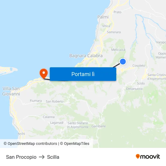 San Procopio to Scilla map