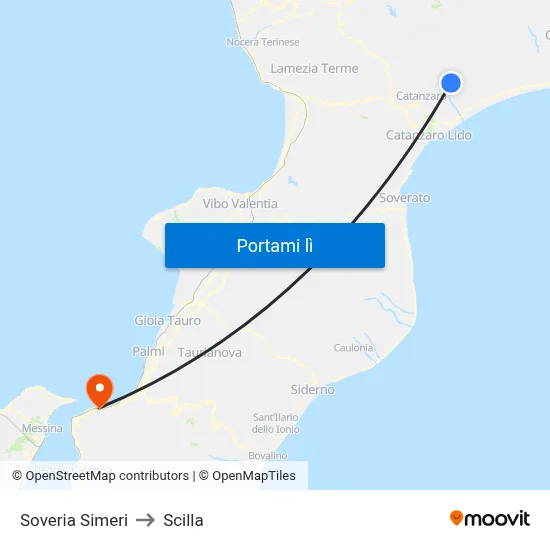 Soveria Simeri to Scilla map