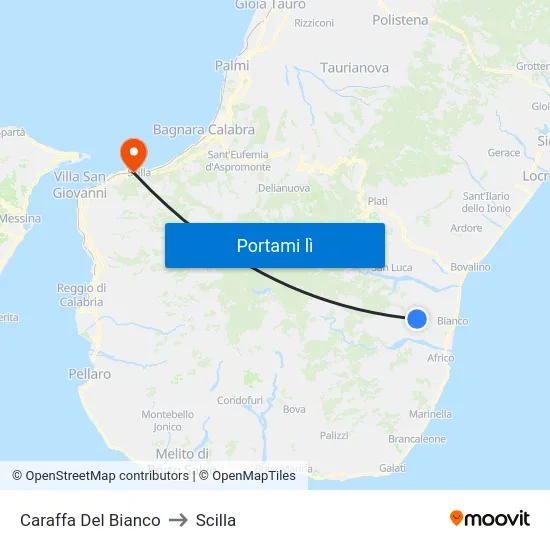 Caraffa Del Bianco to Scilla map