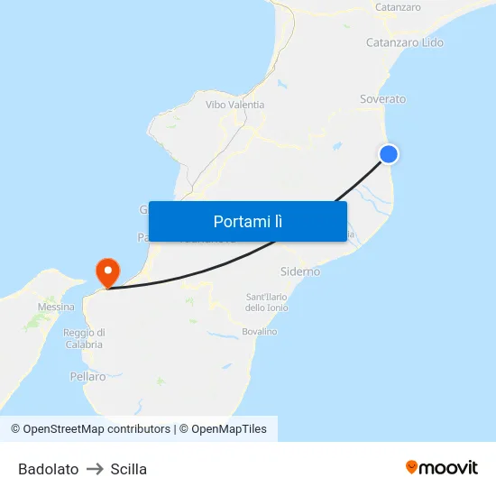 Badolato to Scilla map