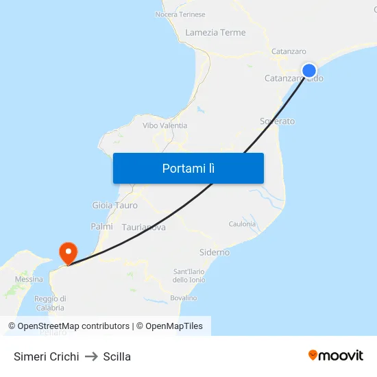 Simeri Crichi to Scilla map