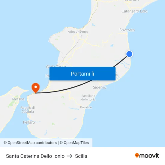 Santa Caterina Dello Ionio to Scilla map