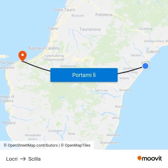 Locri to Scilla map