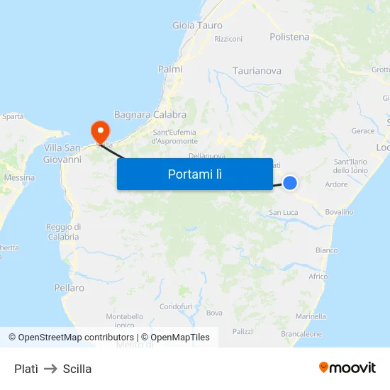 Platì to Scilla map