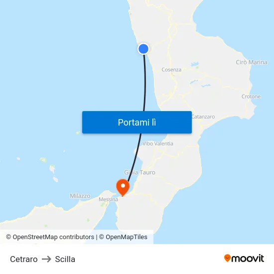 Cetraro to Scilla map