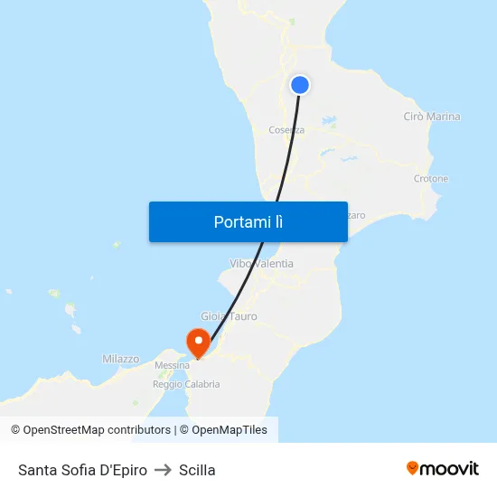 Santa Sofia D'Epiro to Scilla map