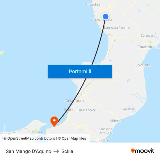 San Mango D'Aquino to Scilla map
