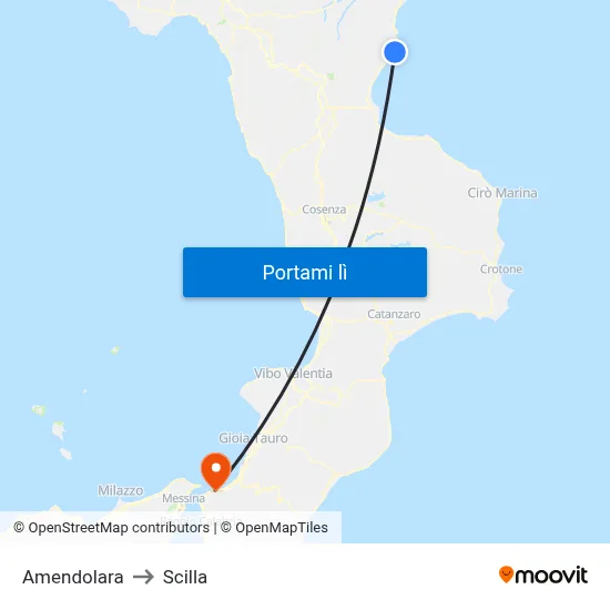 Amendolara to Scilla map