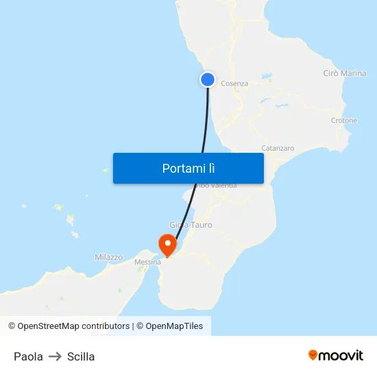 Paola to Scilla map