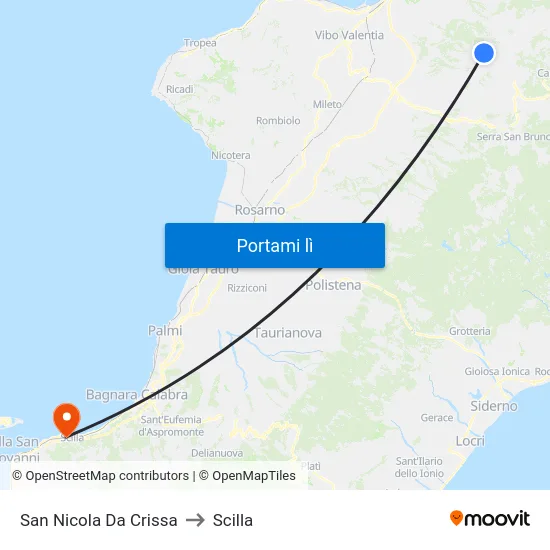 San Nicola Da Crissa to Scilla map