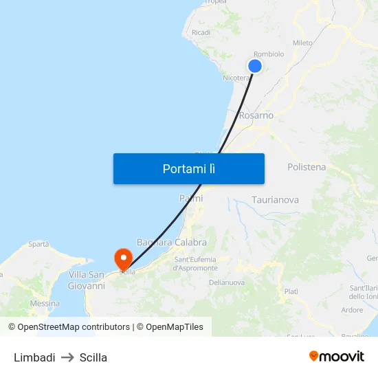 Limbadi to Scilla map
