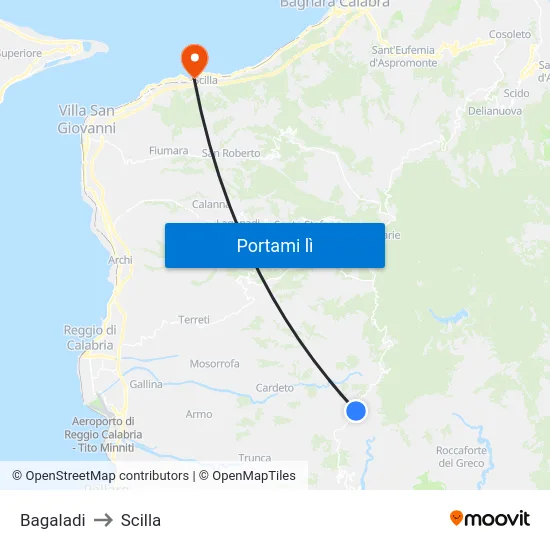 Bagaladi to Scilla map