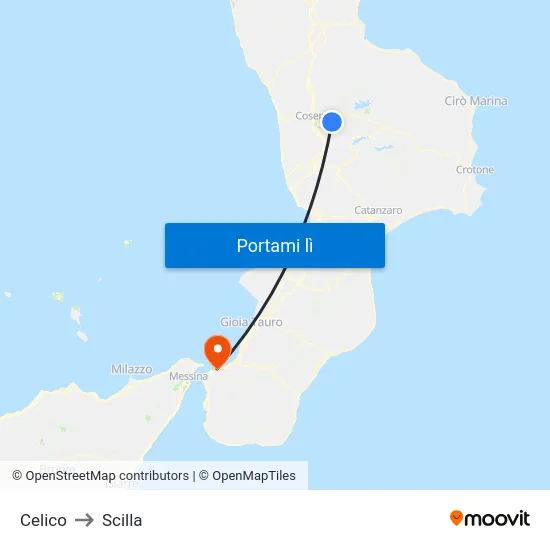 Celico to Scilla map