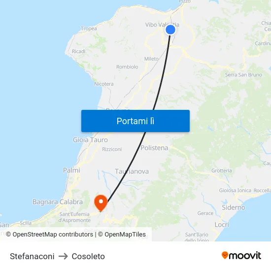 Stefanaconi to Cosoleto map