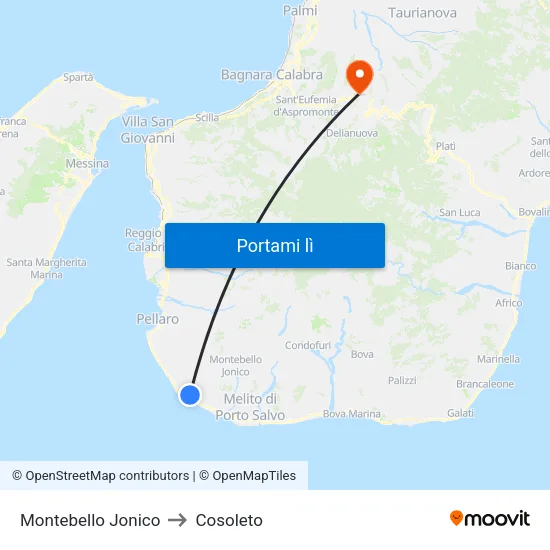 Montebello Jonico to Cosoleto map