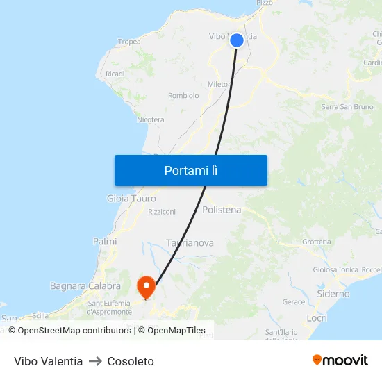 Vibo Valentia to Cosoleto map