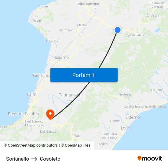 Sorianello to Cosoleto map