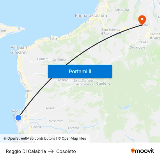 Reggio Di Calabria to Cosoleto map
