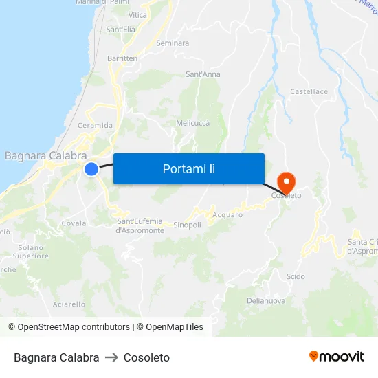 Bagnara Calabra to Cosoleto map