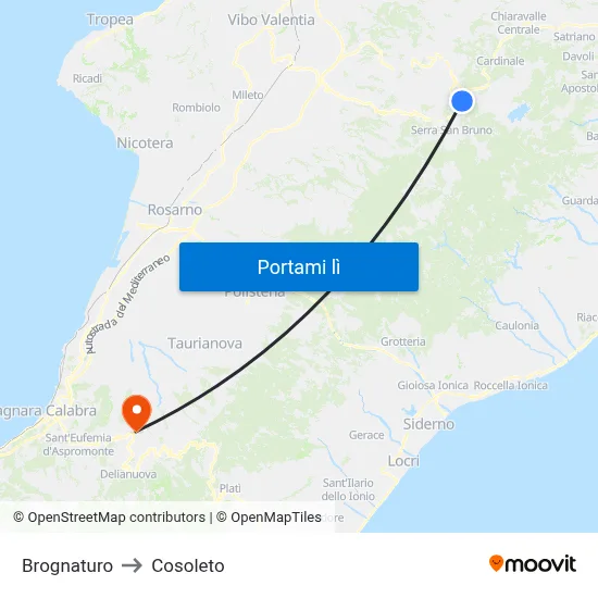 Brognaturo to Cosoleto map