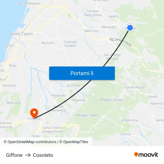 Giffone to Cosoleto map