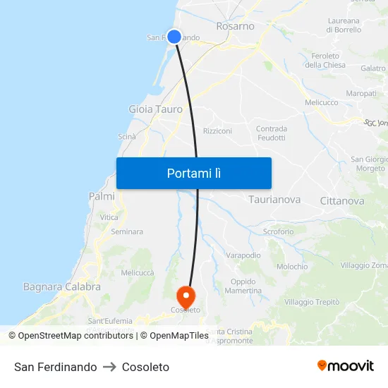 San Ferdinando to Cosoleto map