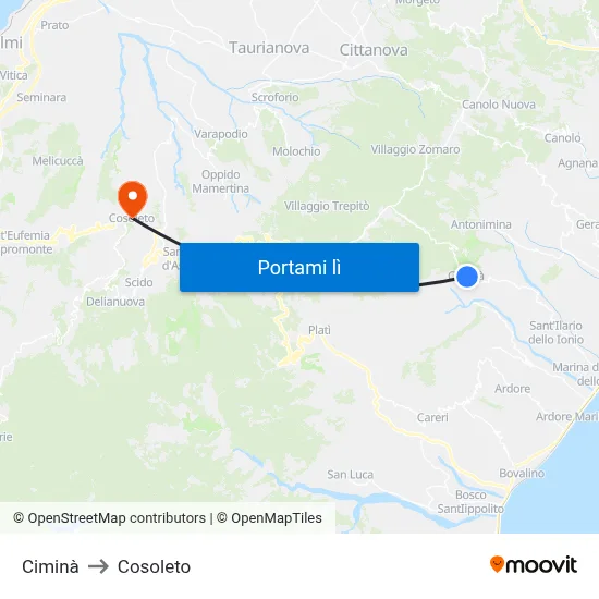 Ciminà to Cosoleto map
