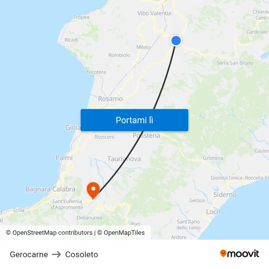 Gerocarne to Cosoleto map