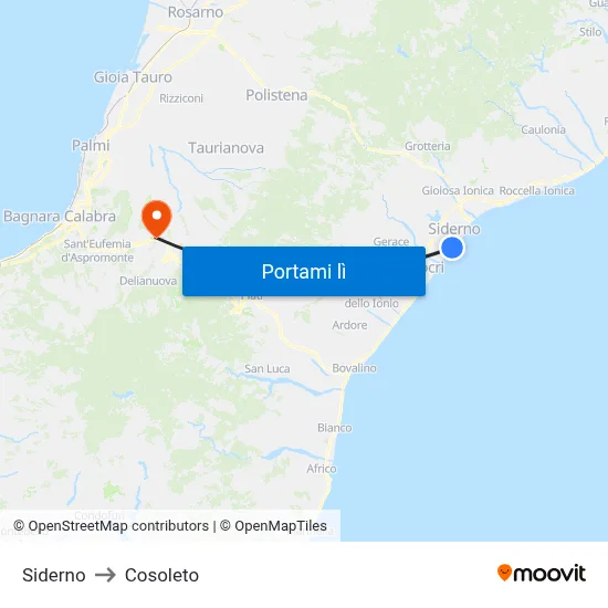 Siderno to Cosoleto map