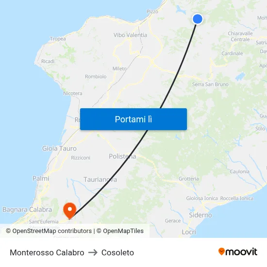 Monterosso Calabro to Cosoleto map